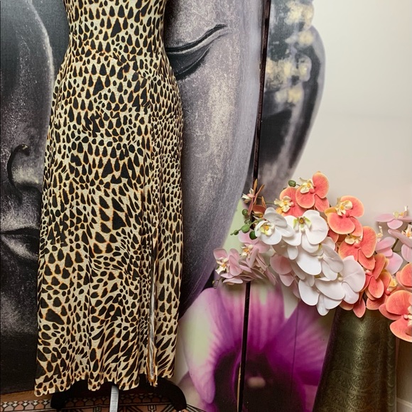 Topshop Blaze Burning Print Midi Dress with Slit - Picture 2 of 9